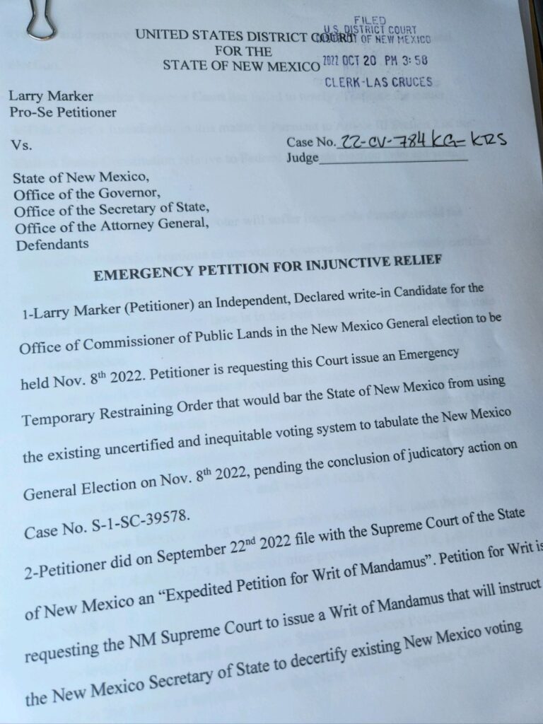 Larry Marker Emergency Petition